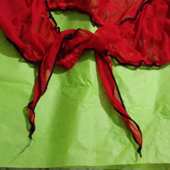 Sheer red tie crop top! - Picture 3 of 5